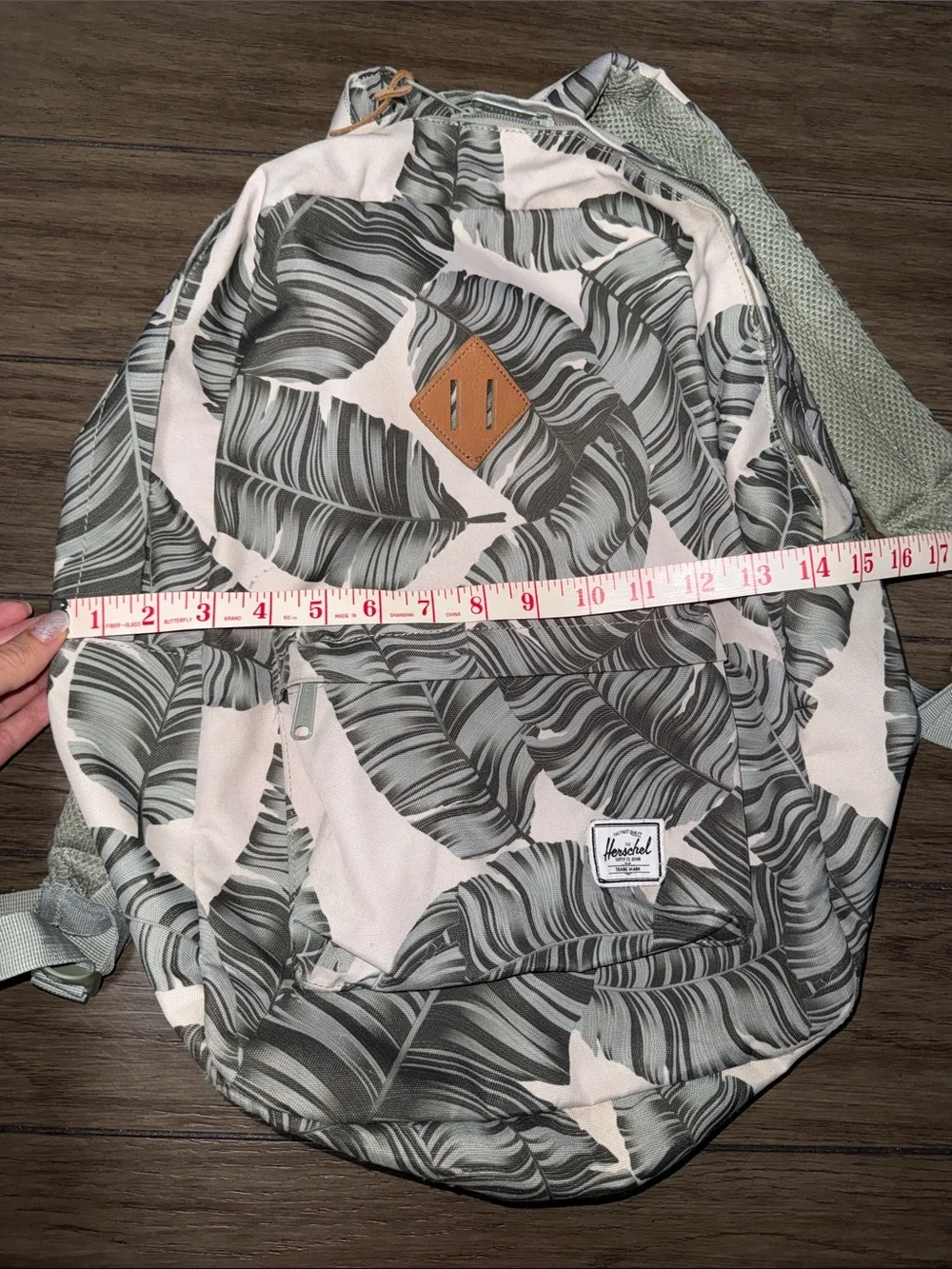 Herschel Supply Company Silver Birch Green Palm Leaf Print Backpack